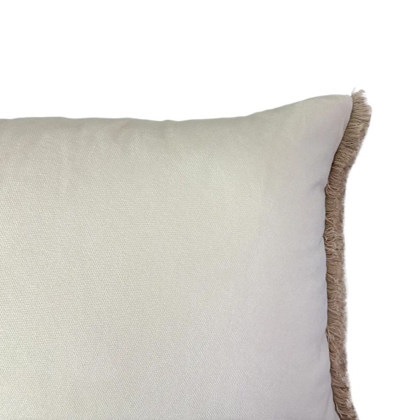 Cojín blanco roto fleco tostado con relleno premium 70X50 | Decoración para el hogar | Tapidecor