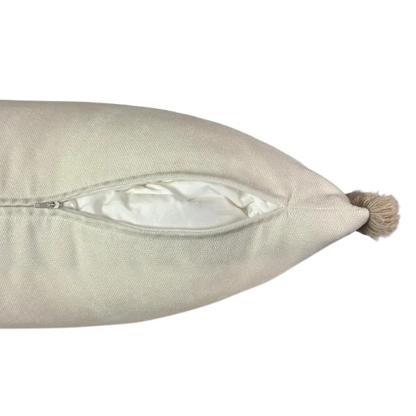 Cojín blanco roto fleco tostado con relleno premium 70X50 | Decoración para el hogar | Tapidecor