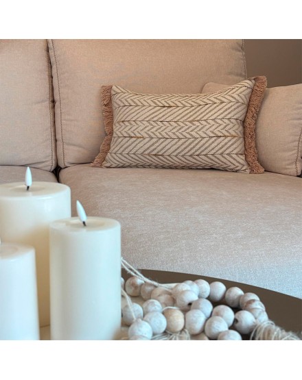 Coussin Beig Beig Beig Beig Flee Tastet Long 60x40 Premium Filleur Premium inclus 2
