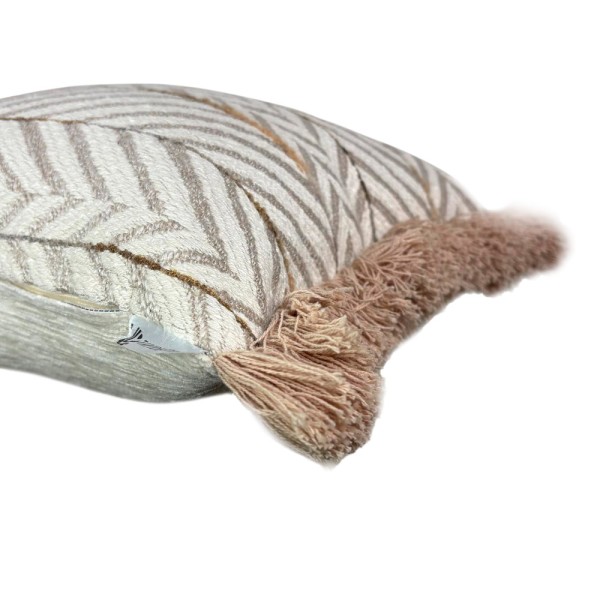 Cojín espiga beig marrón fleco tostado 60X40 | Relleno Premium incluido | Tapidecor