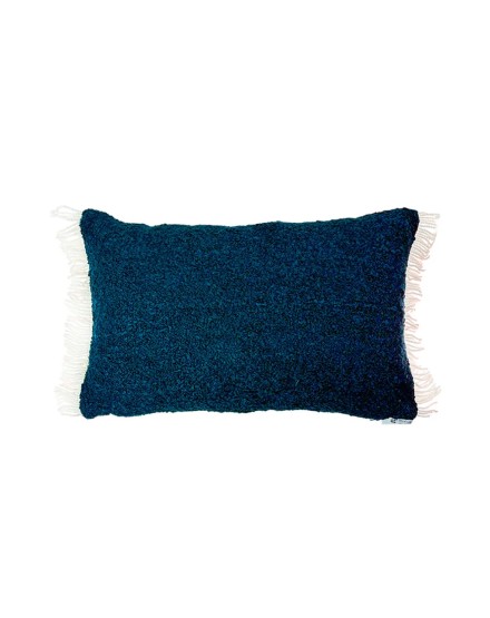Cojín exterior azul marino bucle fleco rizado 60x40 Relleno Premium Incluido