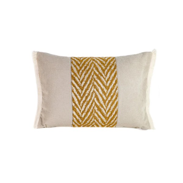 Cojín banda central espiga ocre | Elegancia y calidez | Tapidecor