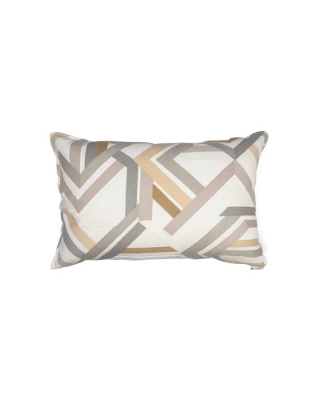 Cojín Bordado aristas Beige pestaña minima 60X40 Relleno premium incluido