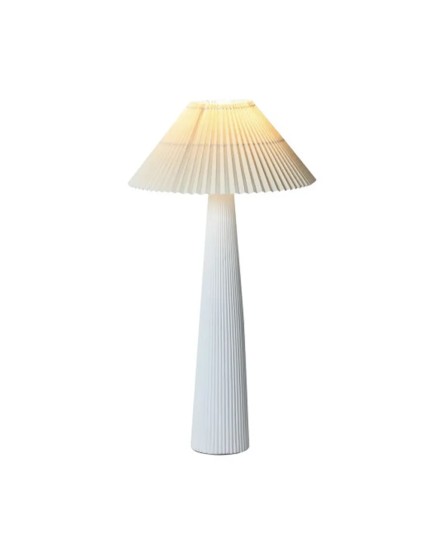 Lampe côtelée céramique blanche avec écran 54x54x102 cm