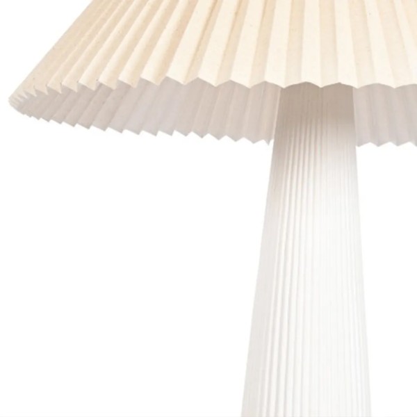 LAMPARA PIE ACANALADA CERAMICA BLANCA CON PANTALLA 54X54X102 CM