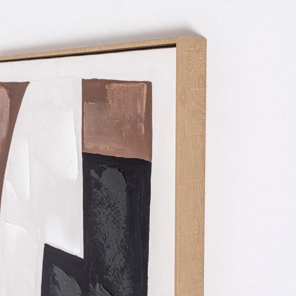 Cuadro óleo geométrico tonos tierra 90x60 marco roble | Tapidecor