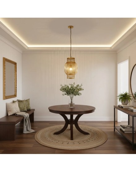 LAMPARA TECHO HIERRO ORO REDONDA 25X25X45 2