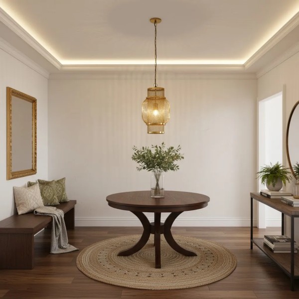 Lámpara de techo metal dorado 45x25cm decorativa | Tapidecor