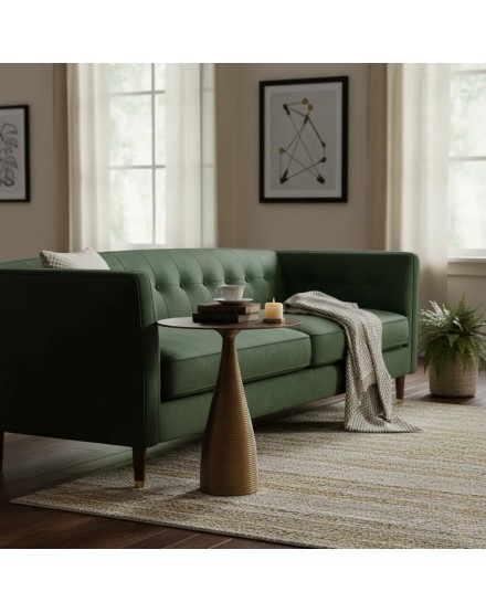 Mesa auxiliar tapa redonda metal bronce  52X52X57 CM 2