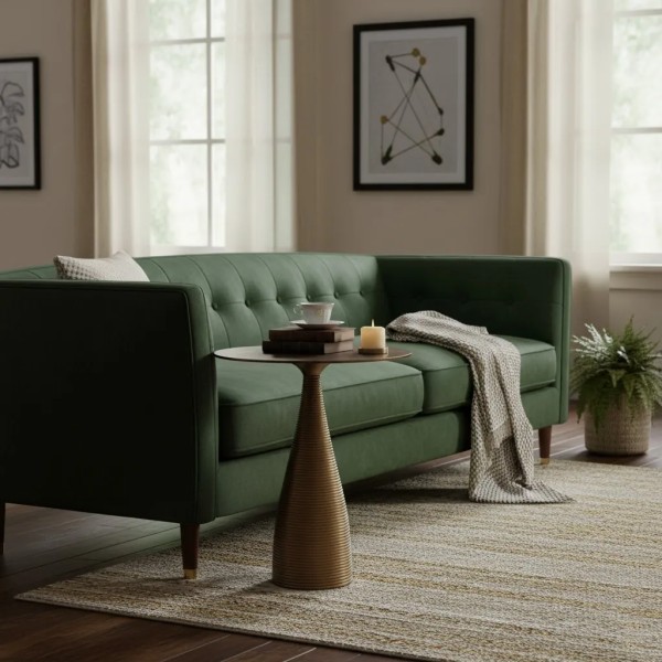 Mesa auxiliar redonda metal bronce 57x52cm elegante | Tapidecor