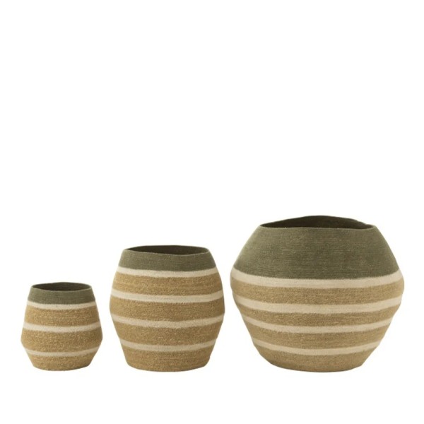 Set di 3 strisce cestello verde / bianco 68x68x57 cm
