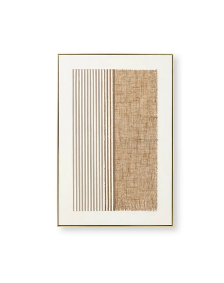 Cuadro blanco rayas marrón verticales 120x80cm | Tapidecor