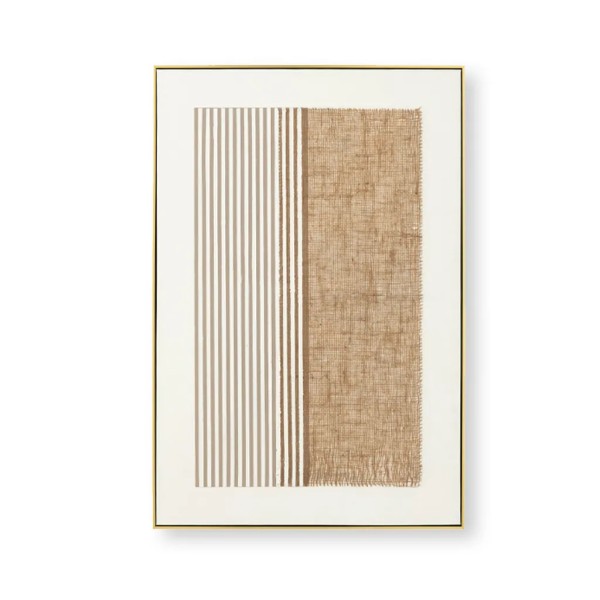 Cuadro blanco rayas veticales marrón  80X3.5X120