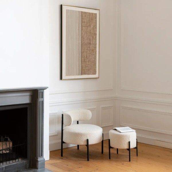 Cuadro blanco rayas marrón verticales 120x80cm | Tapidecor