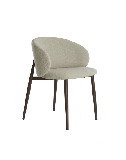 Silla tapizada beige patas metal marron 57X56X74 CM