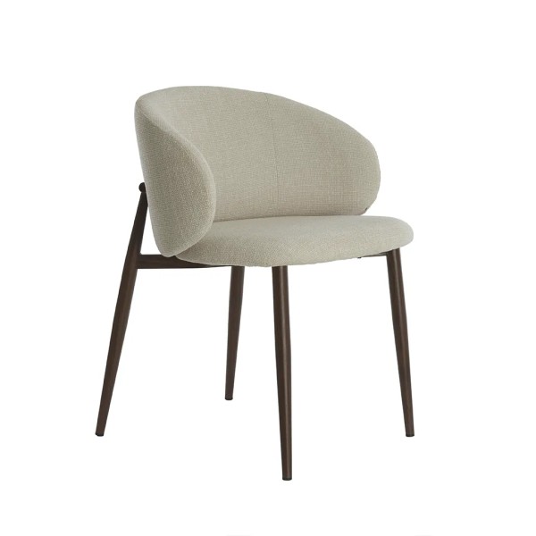 Silla tapizada beige patas metal marron 57X56X74 CM