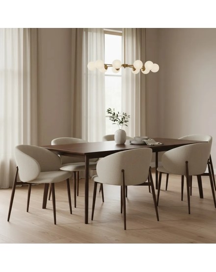 Silla tapizada beige patas metal marron 57X56X74 CM 2