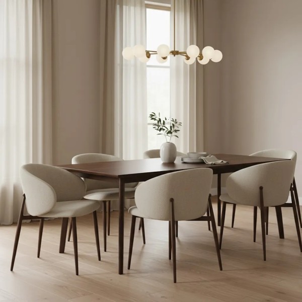 Silla tapizada beige patas metal marron 57X56X74 CM