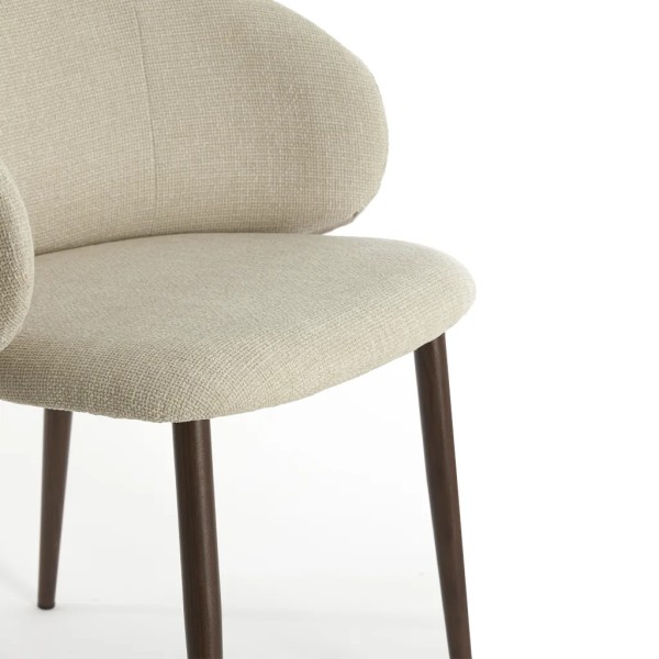 Silla tapizada beige patas metal marron 57X56X74 CM