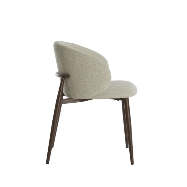 Silla tapizada beige patas metal marron 57X56X74 CM