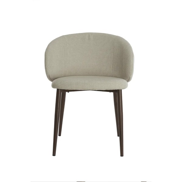 Silla tapizada beige patas metal marron 57X56X74 CM