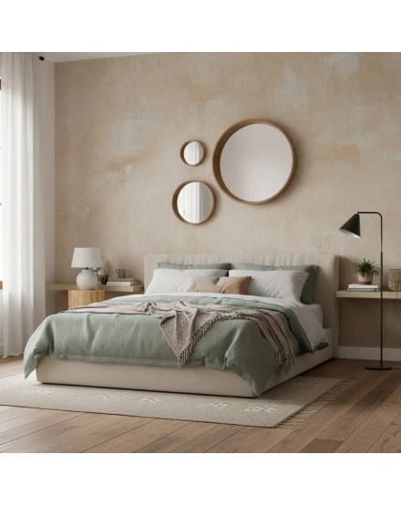 Round mirror MDF wooden edge 60x8x60 cm 2