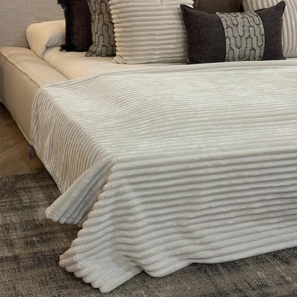 Manta pie cama pana blanca mullida  230X140
