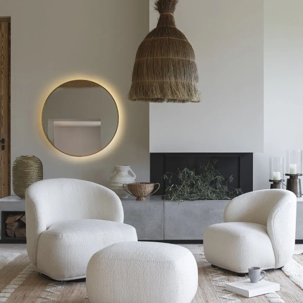 Espejo redondo dorado LED 90X3X90 CM | Iluminación retriluminada | Tapidecor