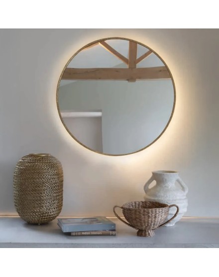Espejo redondo dorado LED 90X3X90 CM | Iluminación retriluminada | Tapidecor 2