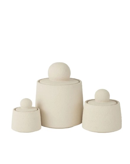 Set De 3 Macetas Cemento Crema 20,5X20,5X26,5 CM