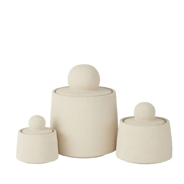 Set De 3 Macetas Cemento Crema 20,5X20,5X26,5 CM