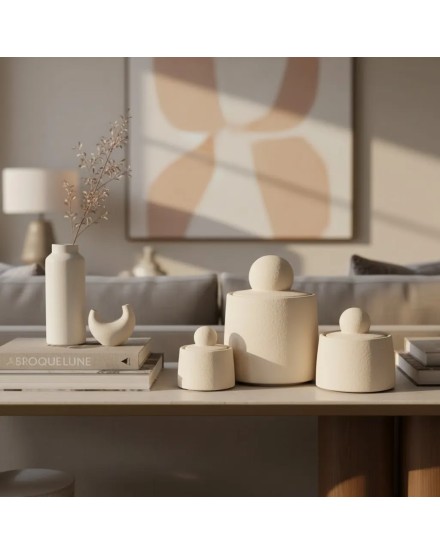 Set De 3 Macetas Cemento Crema 20,5X20,5X26,5 CM 2