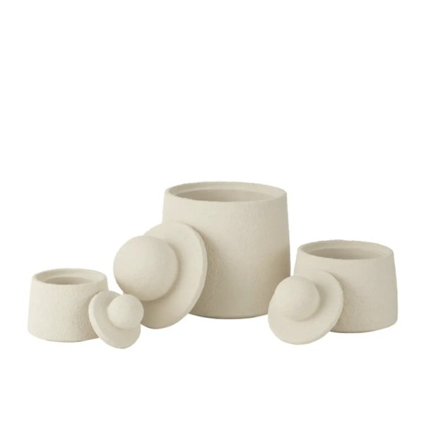 Set De 3 Macetas Cemento Crema 20,5X20,5X26,5 CM