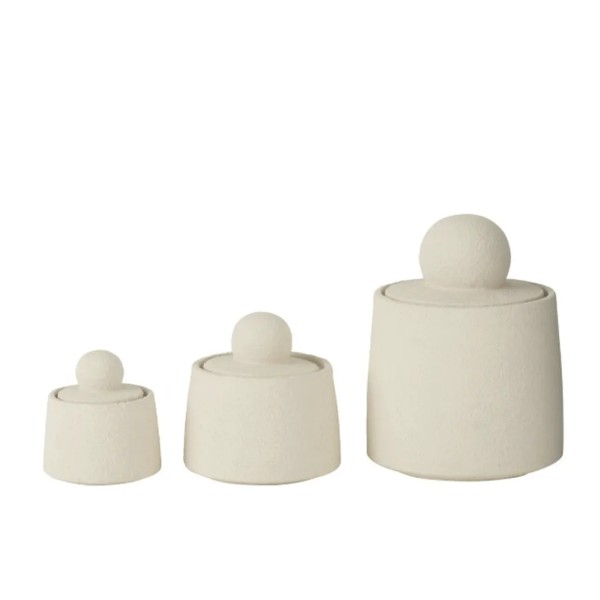 Set De 3 Macetas Cemento Crema 20,5X20,5X26,5 CM