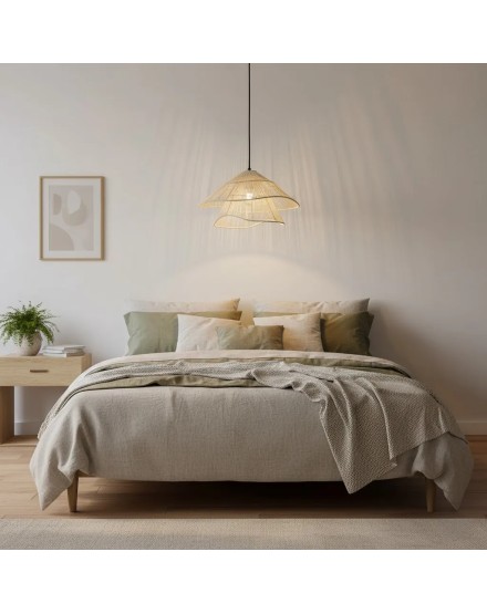 Lámpara colgante de metal en forma de flor color crema | Iluminación elegante para tu hogar | Tapidecor 2