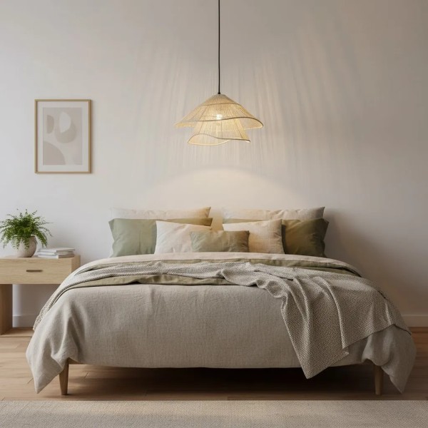 Lámpara colgante de metal en forma de flor color crema | Iluminación elegante para tu hogar | Tapidecor