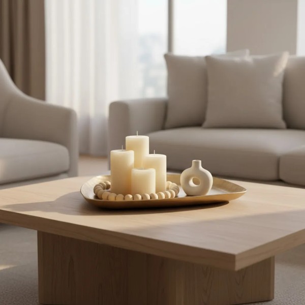 Bandeja decorativa dorada asimétrica para sala de estar | Decoración elegante y moderna | Tapidecor