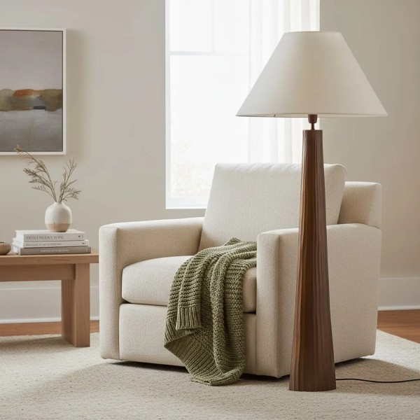 Lámpara de suelo marrón-bronce 34X12X119 CM | Iluminación elegante y moderna | Tapidecor