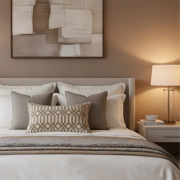 Cojín Geométrico Terciopelo camel pest. mín. 60X40 Relleno premium incluido