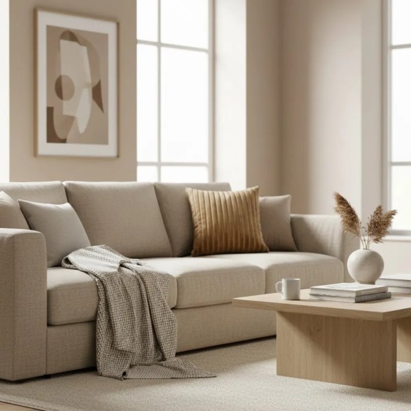 Cojín camel pana ancha mullida 45x45 Relleno Premium incluido