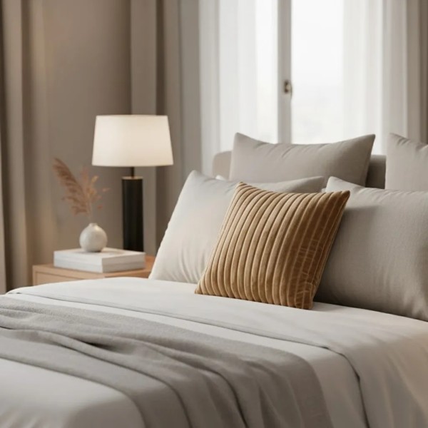 Cojín camel pana ancha mullida 45x45 Relleno Premium incluido