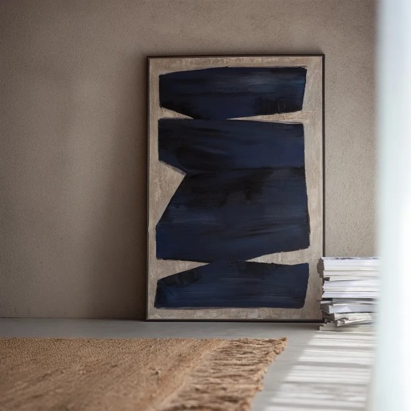 Cuadro abstracto azul y beige en lienzo | Tapidecor