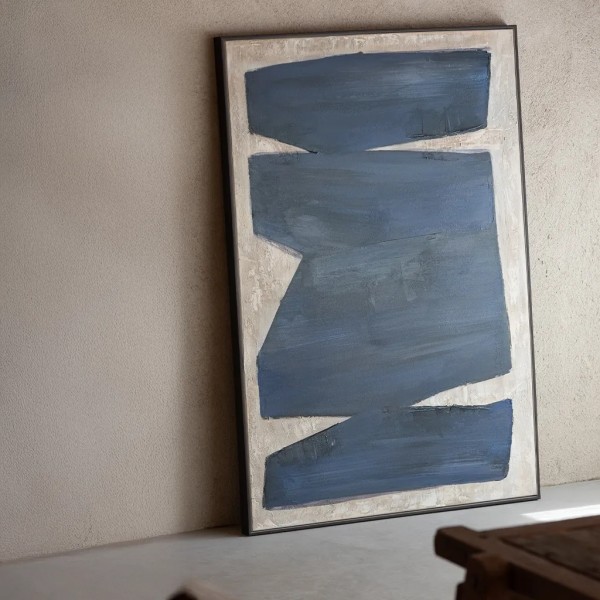 Cuadro abstracto azul y beige en lienzo | Tapidecor