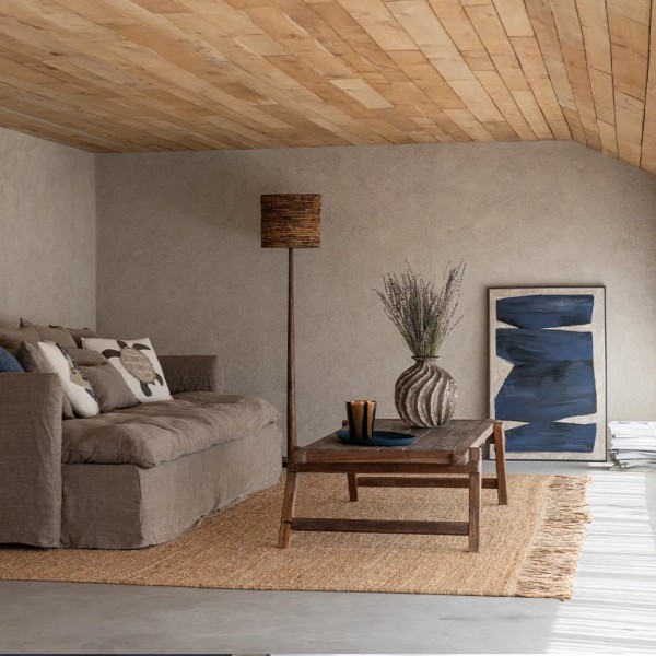 Cuadro abstracto azul y beige en lienzo | Tapidecor