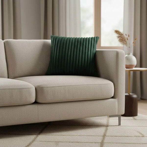 Cojín verde bosque pana ancha mullida 50x50 Relleno Premium incluido