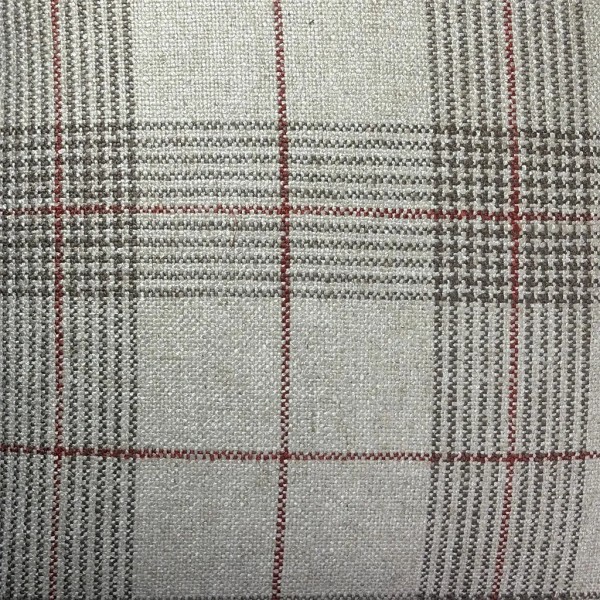 Cojín cuadros fondo beige fleco rizado caqui 50X50 Relleno Premium incluido