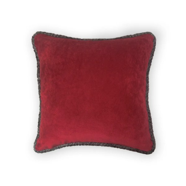 Cojín tono Burdeos Cordón Topo 50x50 Relleno premium incluido