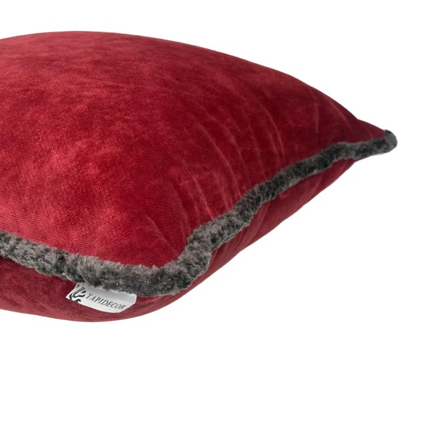 Cojín tono Burdeos Cordón Topo 50x50 Relleno premium incluido