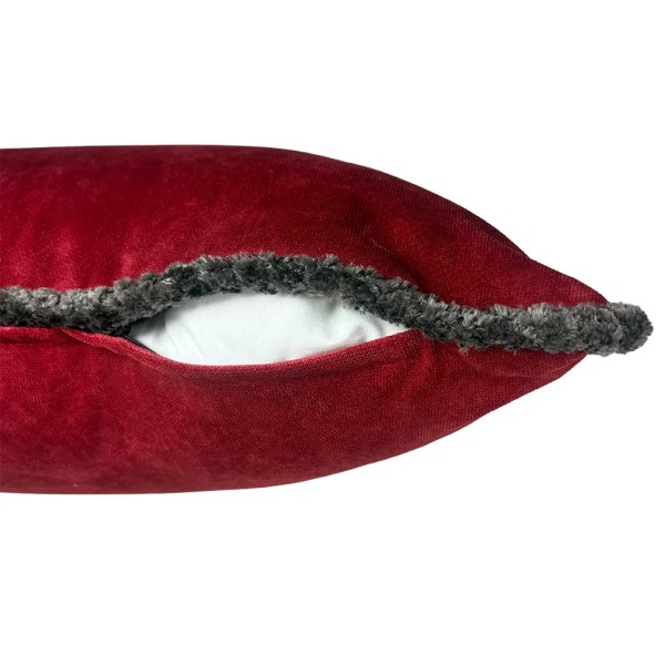 Cojín tono Burdeos Cordón Topo 50x50 Relleno premium incluido