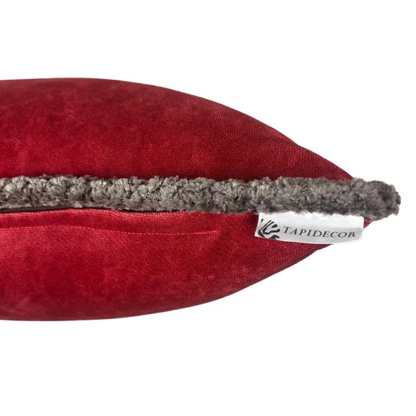 Cojín tono Burdeos Cordón Topo 50x50 Relleno premium incluido